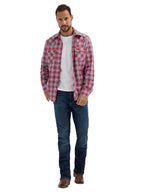 WRANGLER Shirts Wrangler Men's Cherry Red Retro Long Sleeve Sawtooth Snap Western Shirt 112365832