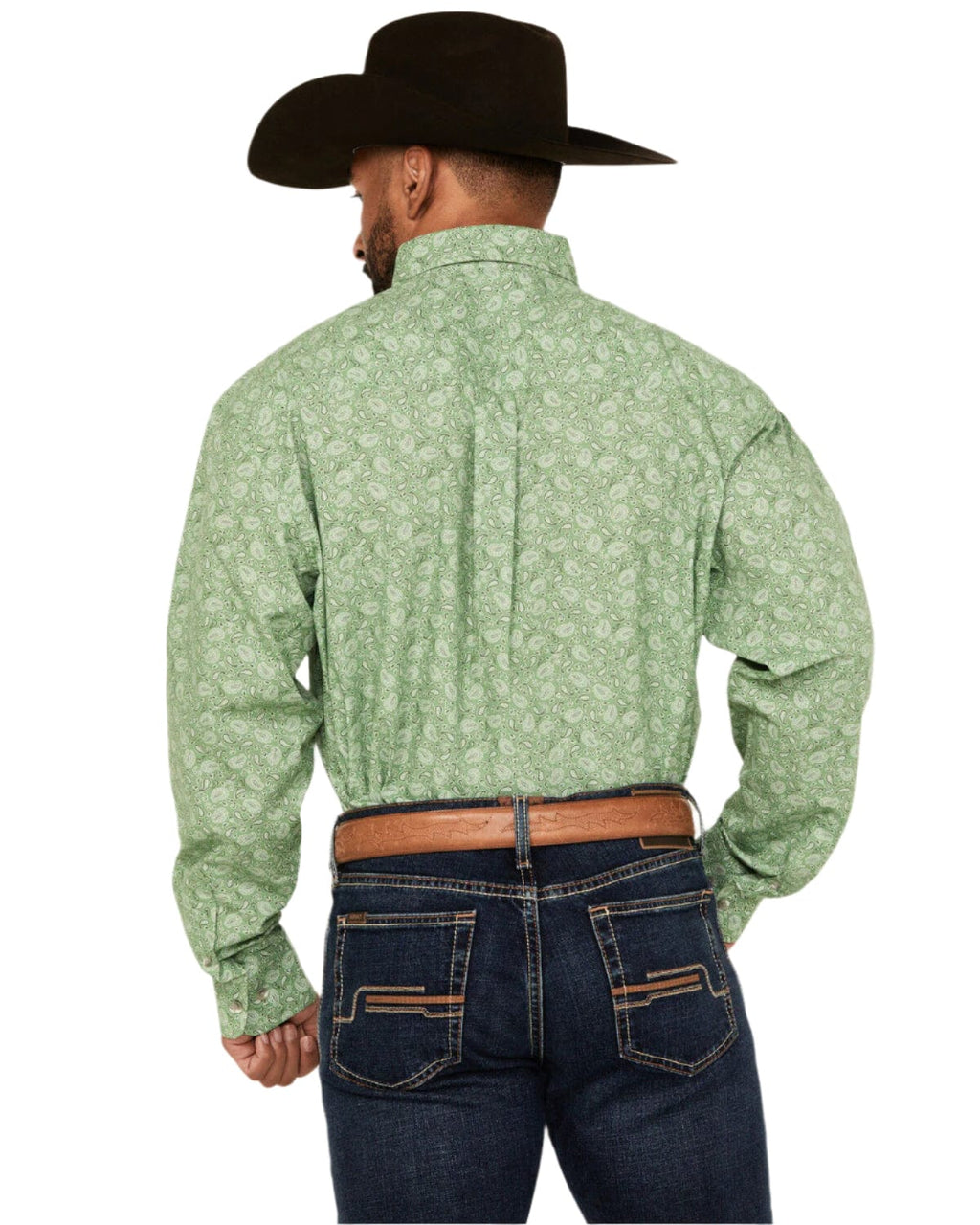 WRANGLER Shirts Wrangler Men's Classic Spring Green Paisley Button Down Western Shirt 112359434