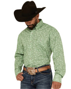 WRANGLER Shirts Wrangler Men's Classic Spring Green Paisley Button Down Western Shirt 112359434