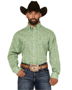 WRANGLER Shirts Wrangler Men's Classic Spring Green Paisley Button Down Western Shirt 112359434