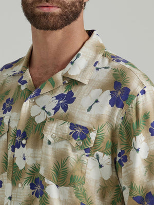 Wrangler Shirts Wrangler Men's Coconut Cowboy Hibiscus Short Sleeve Western Snap Shirt 112346491