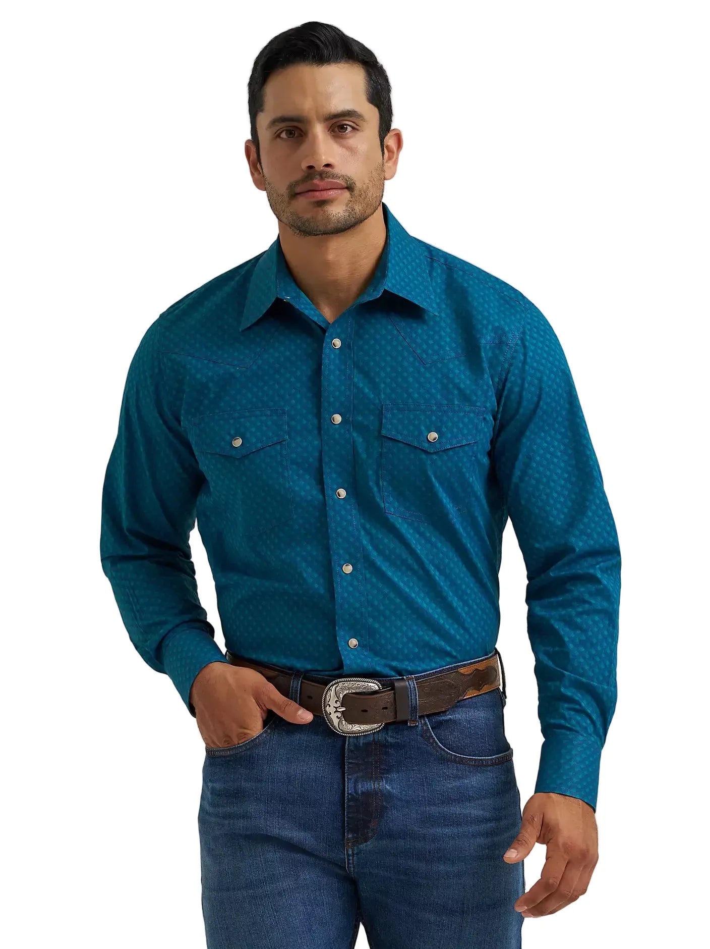 WRANGLER Shirts Wrangler Men's Concentric Square 20X Advanced Comfort Western Snap Shirt 112381476