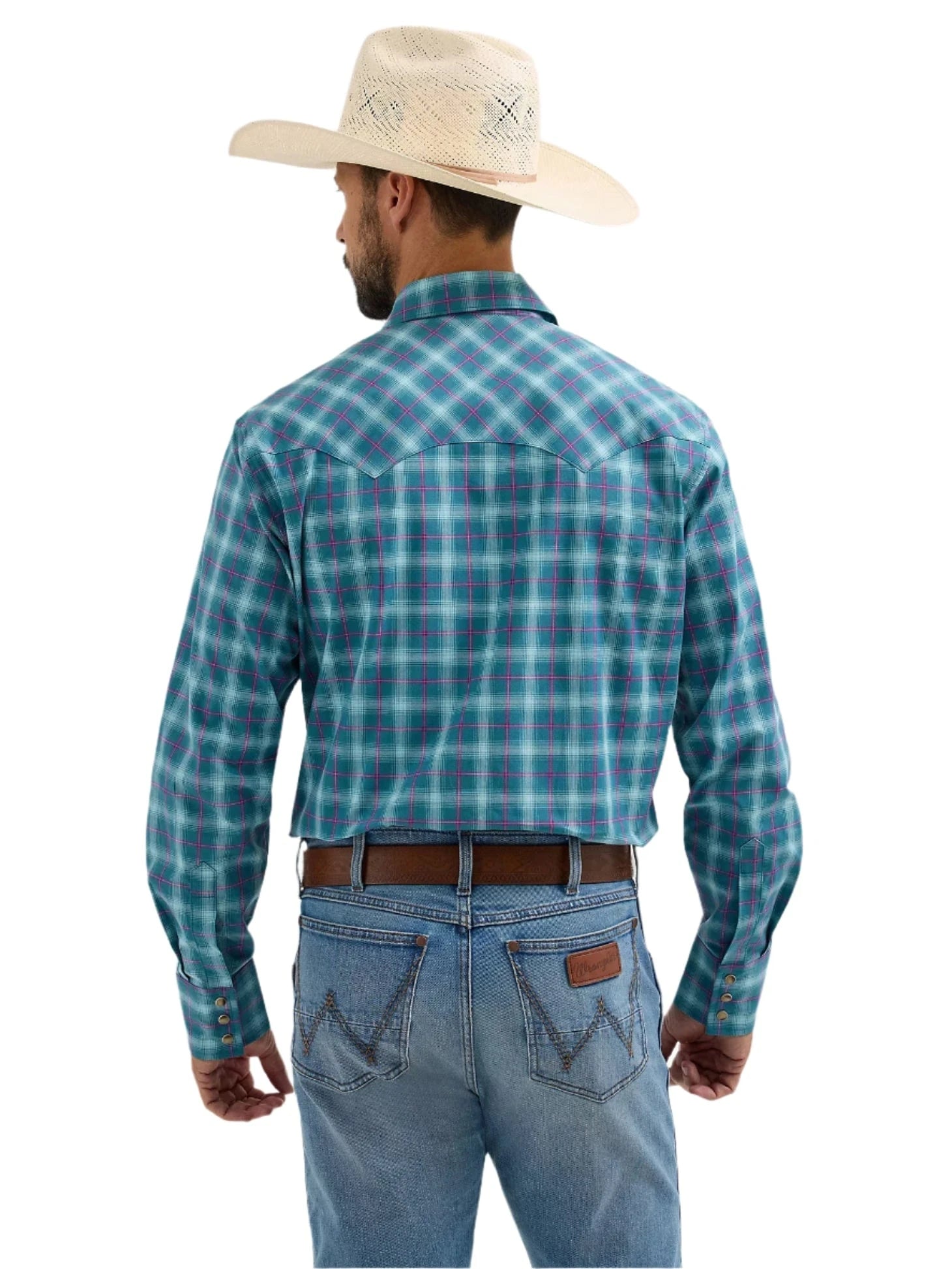 WRANGLER Shirts Wrangler Men's Contrast Turquoise Retro Long Sleeve Sawtooth Snap Western Shirt 112365833