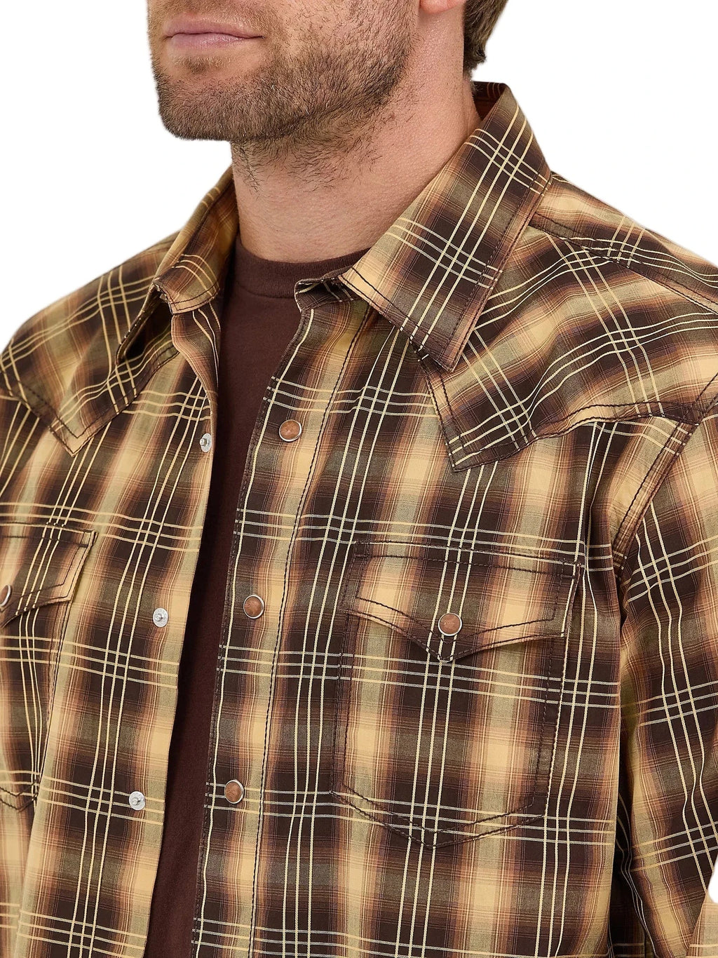 WRANGLER Shirts Wrangler Men's Curry Plaid Retro Premium Western Shirt 112368523