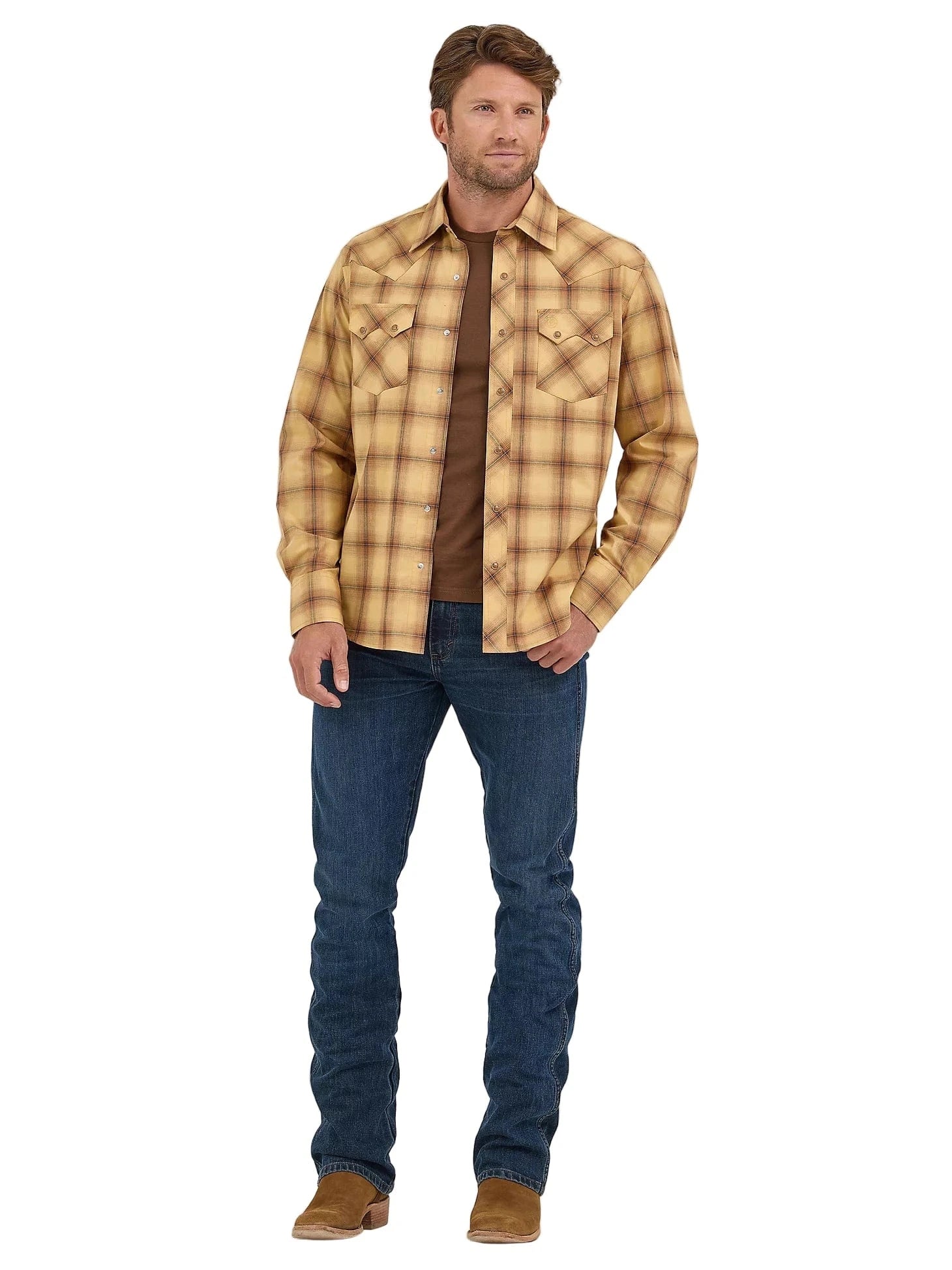 WRANGLER Shirts Wrangler Men's Curry Retro Sawtooth Snap Western Shirt 112368074