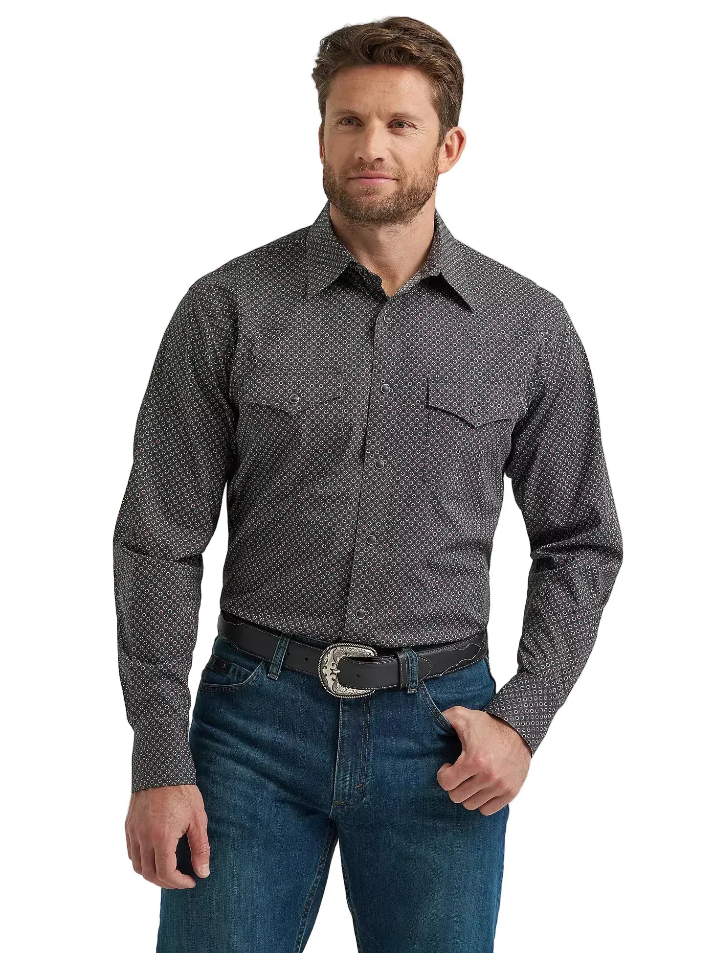 WRANGLER Shirts Wrangler Men's Dark Shadow Advanced Comfort Long Sleeve Western Shirt 112369492
