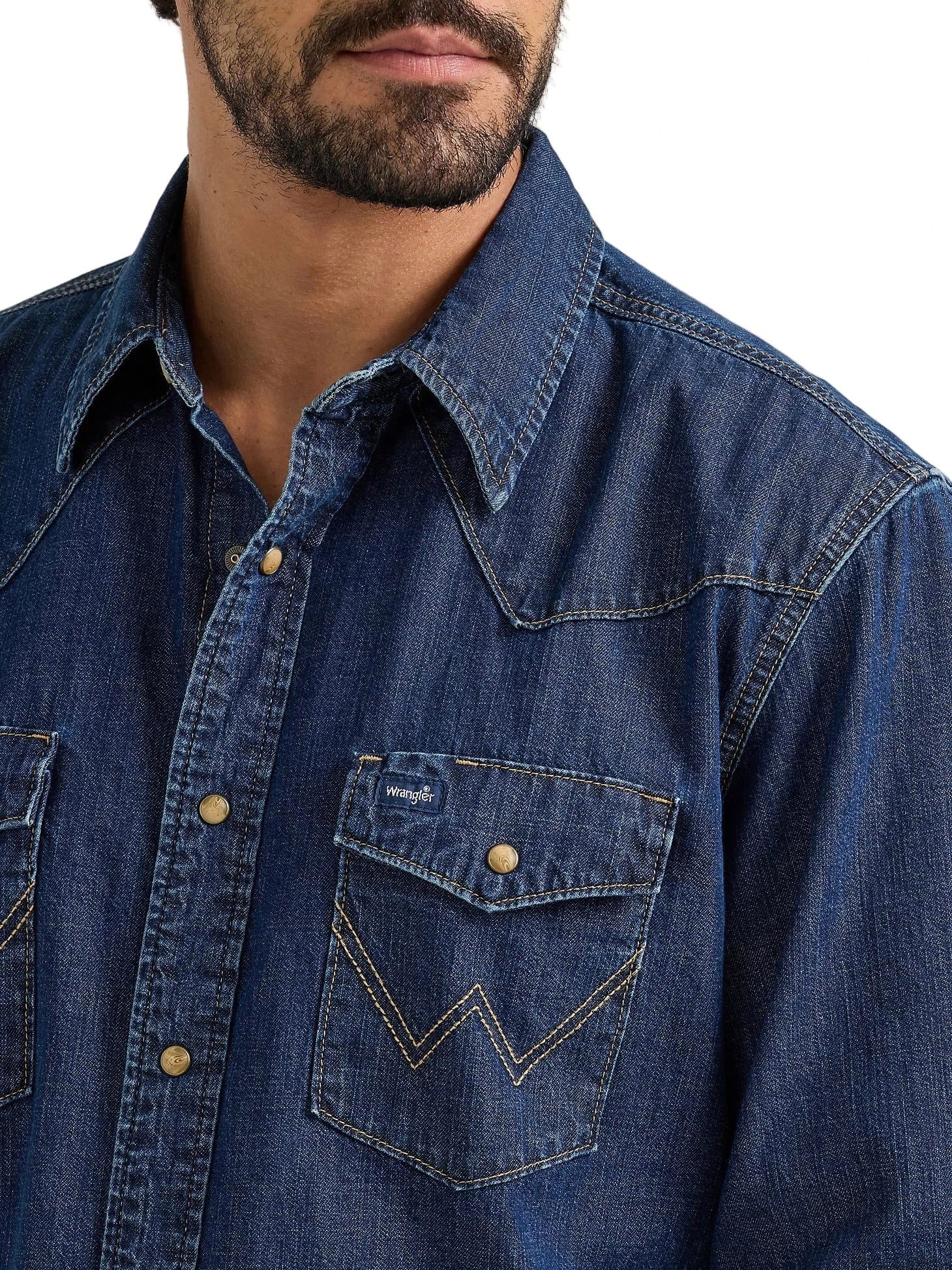 WRANGLER Shirts Wrangler Men's Dark Wash Classic Denim Western Shirt 112361700