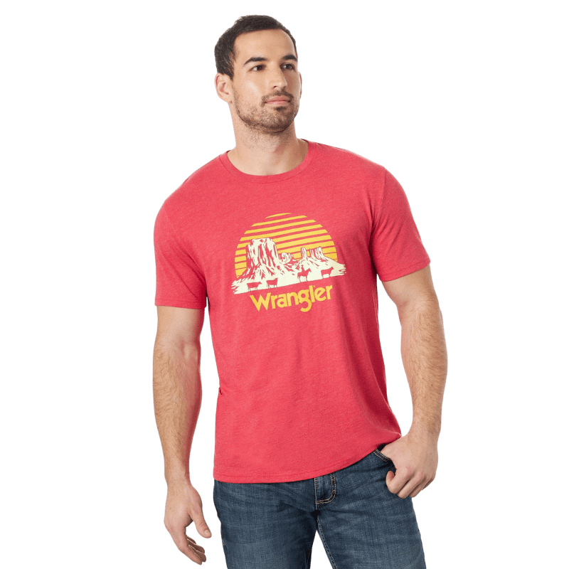 WRANGLER Shirts Wrangler Men's Desert Sunset Red Heather Graphic T-Shirt MQ6208R