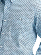WRANGLER Shirts Wrangler Men's George Stait Powder Blue Box Long Sleeve Western Shirt 112368232