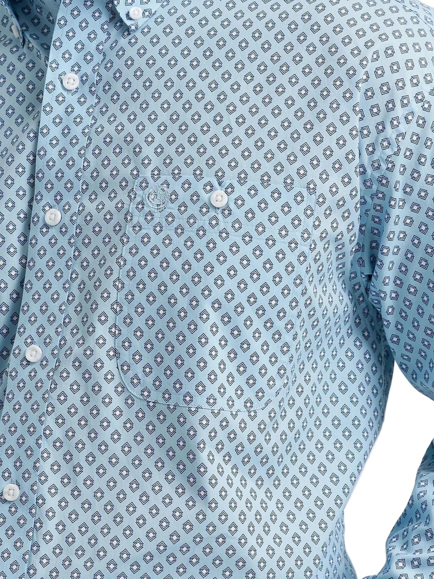 WRANGLER Shirts Wrangler Men's George Stait Powder Blue Box Long Sleeve Western Shirt 112368232