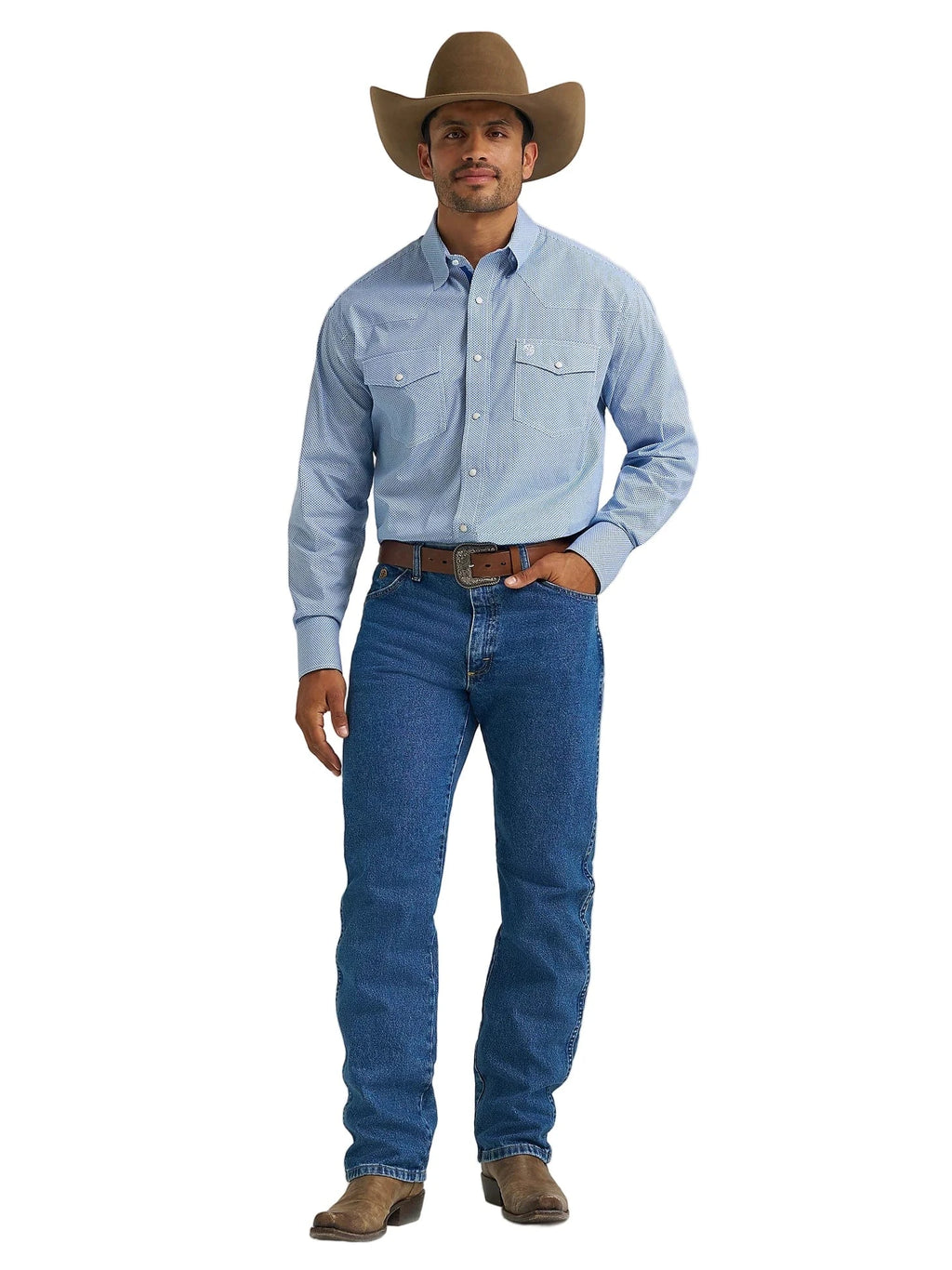 WRANGLER Shirts Wrangler Men's George Strait Atlantic Miniprint Long Sleeve Western Shirt 112368210