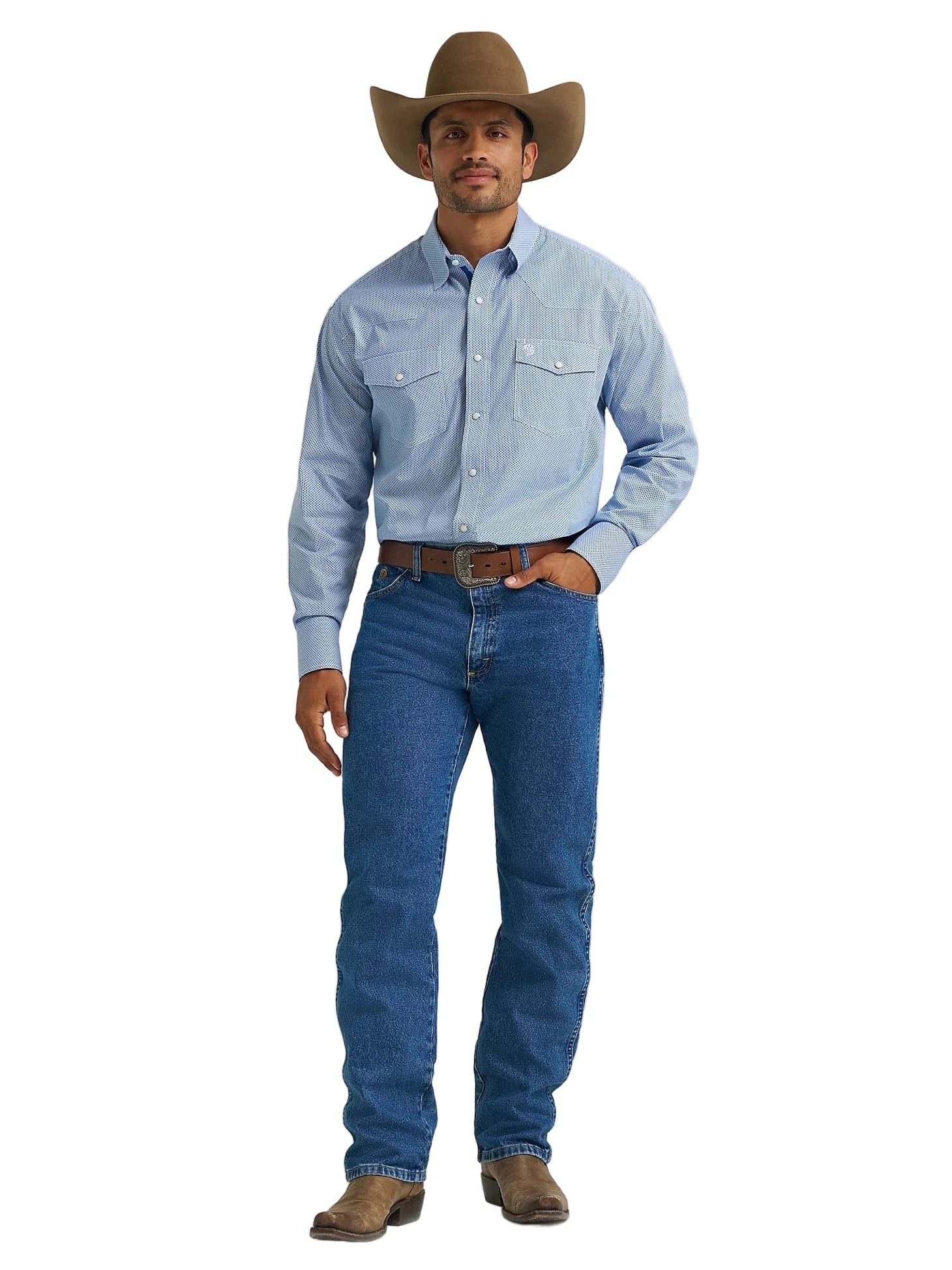 WRANGLER Shirts Wrangler Men's George Strait Atlantic Miniprint Long Sleeve Western Shirt 112368210