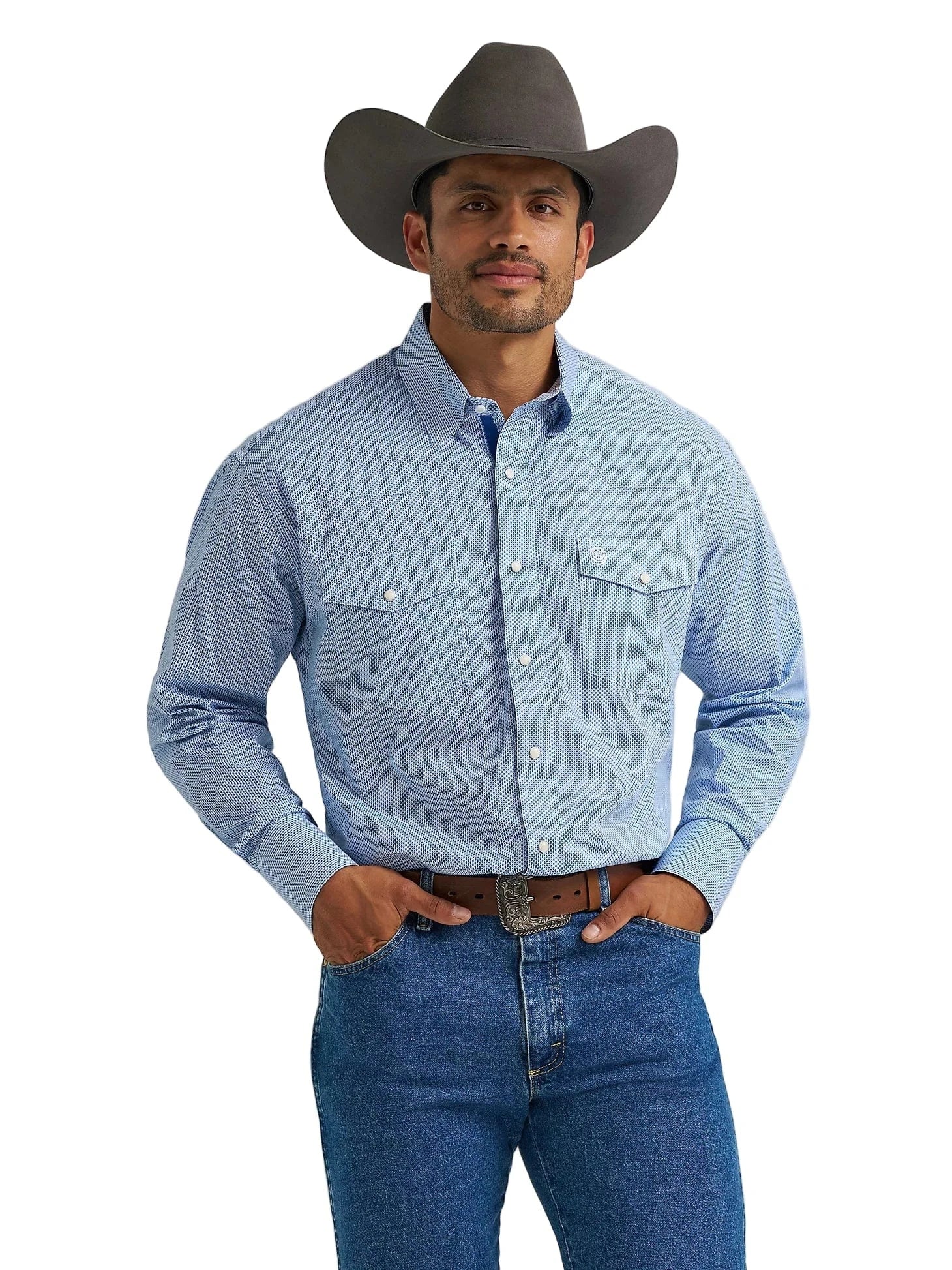 Wrangler Men's George Strait Navy Print Troubadour Shirt, M