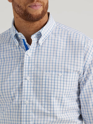 Wrangler Shirts Wrangler Men's George Strait Check White Long Sleeve Button Down Shirt 112344870