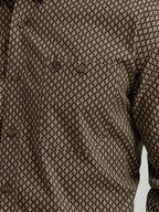 WRANGLER Shirts Wrangler Men's George Strait Coffee Rhombi Button Down Western Shirt 112368229