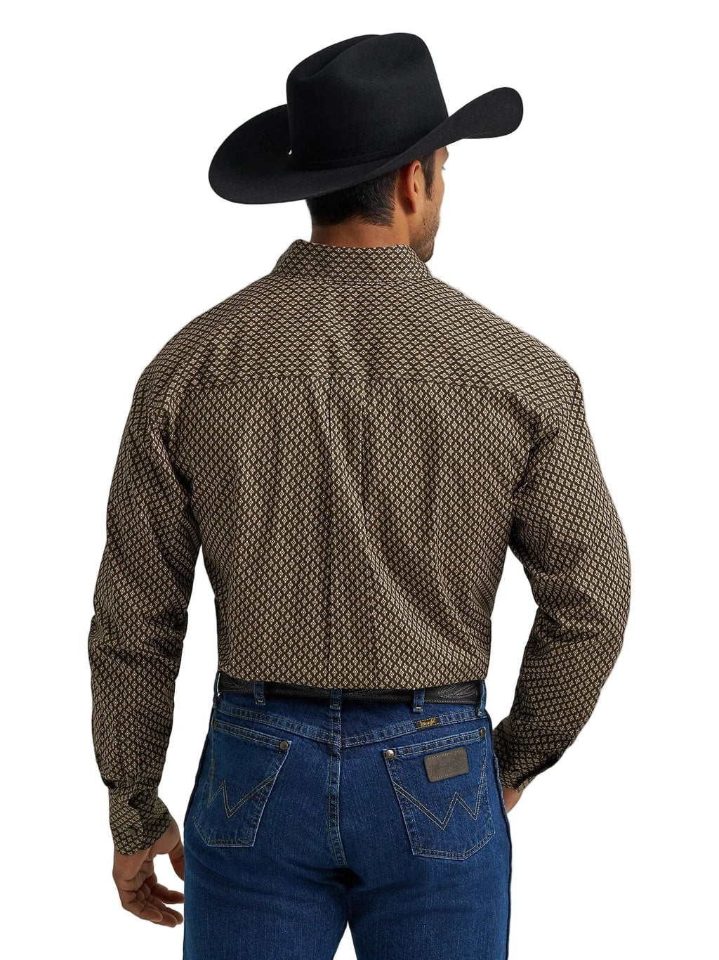 WRANGLER Shirts Wrangler Men's George Strait Coffee Rhombi Button Down Western Shirt 112368229
