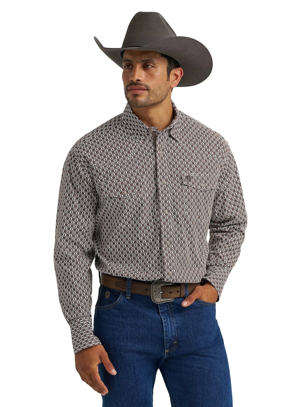 WRANGLER Shirts Wrangler Men's George Strait Coffee Splash Troubadour Western Shirt 112368211