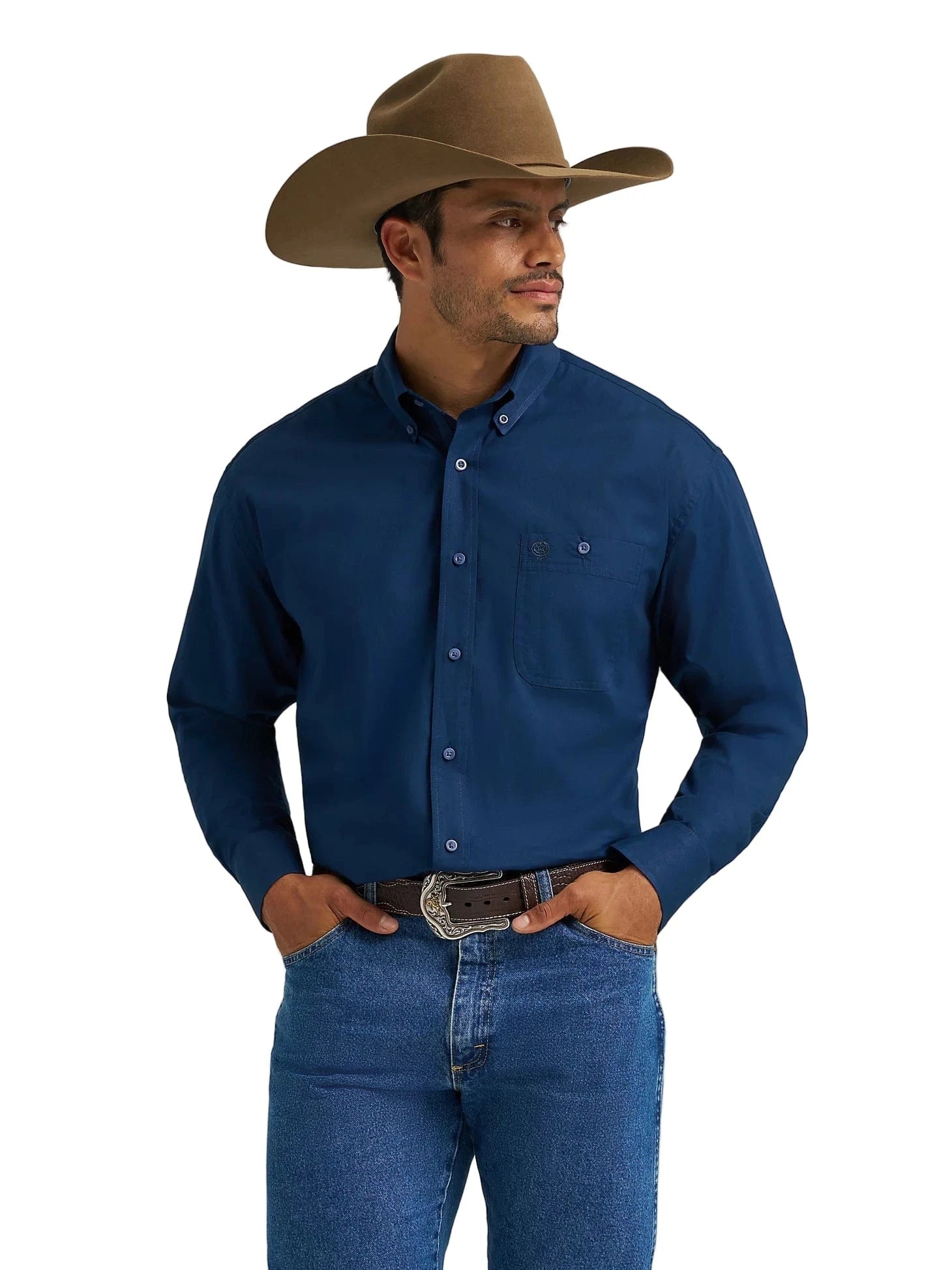 Wrangler Men's George Strait Navy Shirt, M