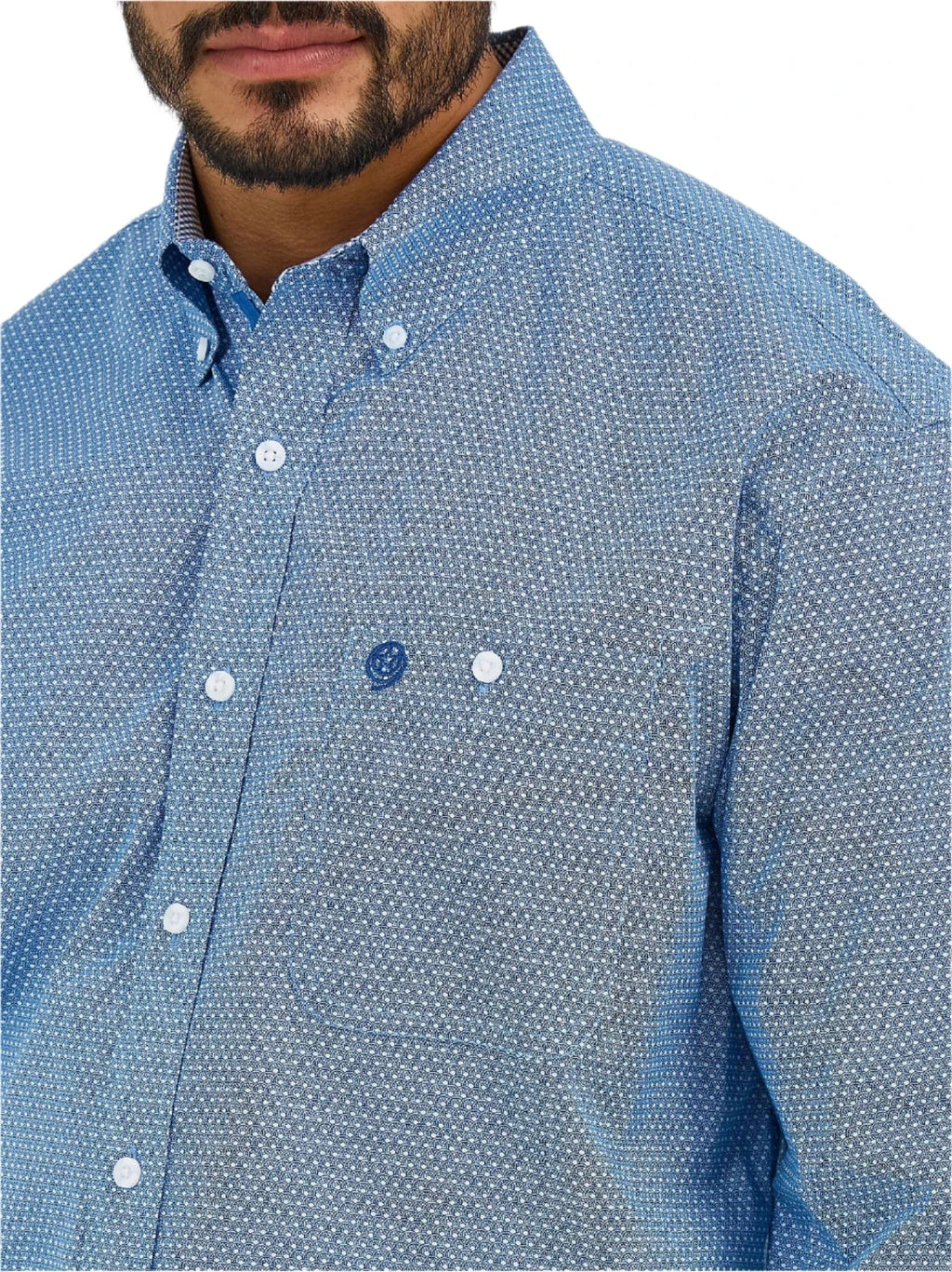 dusty blue mens dress shirt Wrangler Men's George Strait Dusty Blue Long Sleeve Button Down Shirt – Russell's Western Wear, Inc