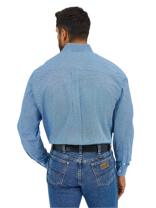 Wrangler Mens George Strait Blue Long Sleeve Button Down Shirt, L - 112365377 Wrangler Mens George Strait Blue Long Sleeve Button Down Shirt, L - 112365377
