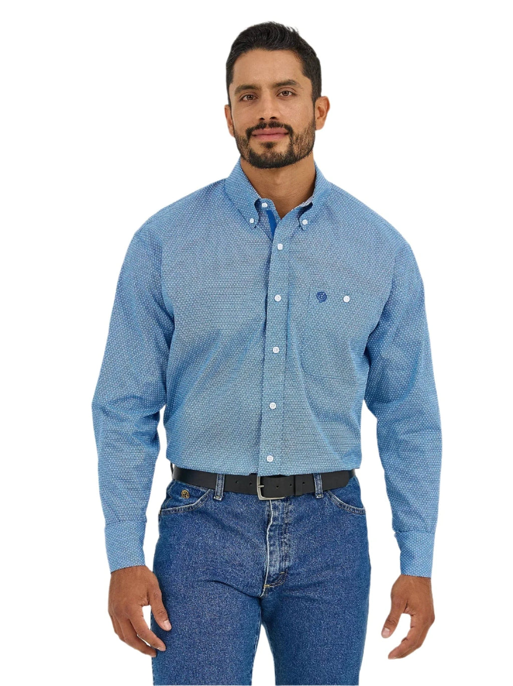 WRANGLER Shirts Wrangler Men's George Strait Dusty Blue Long Sleeve Button Down Shirt 112365377