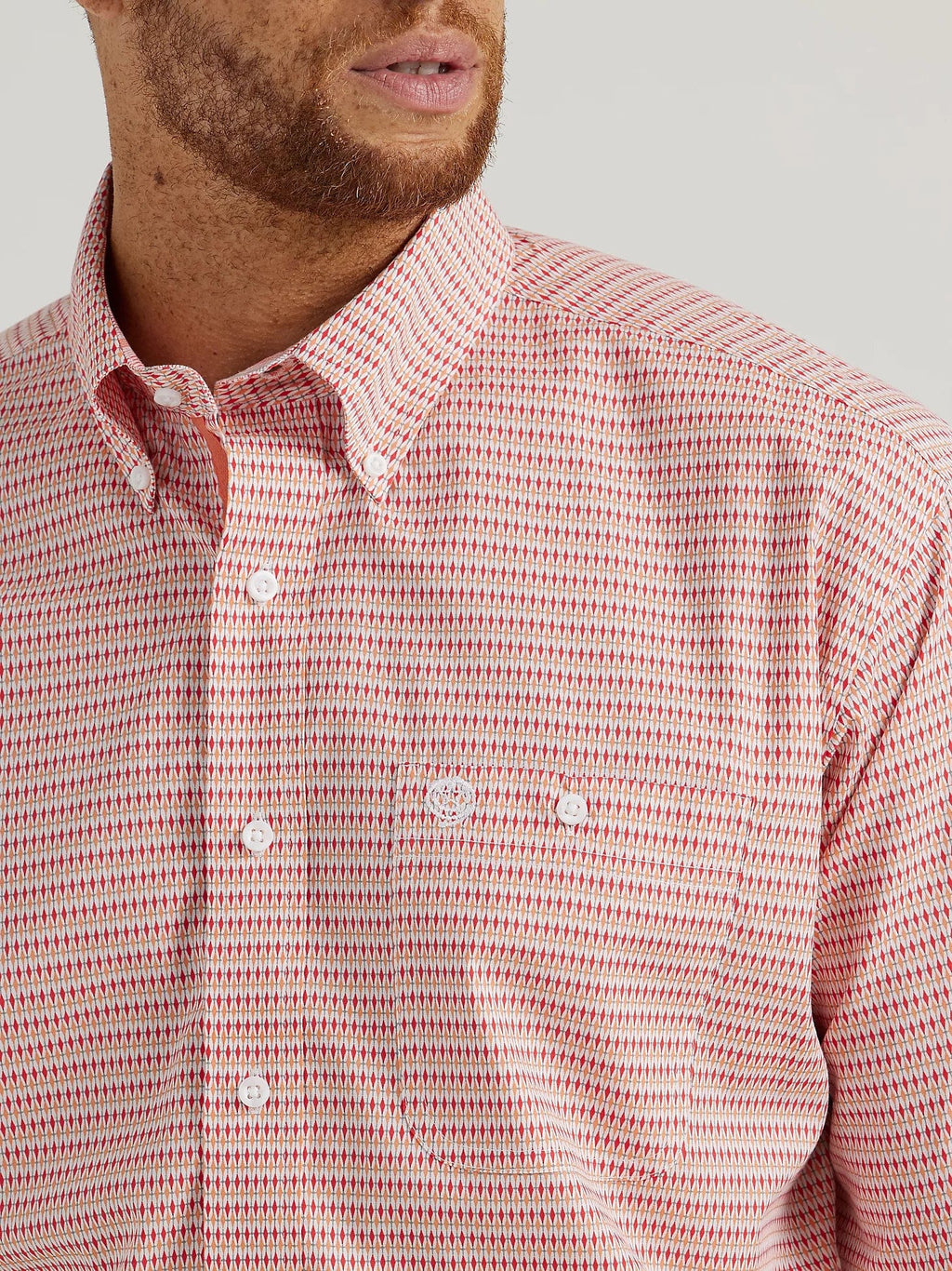 Wrangler Shirts Wrangler Men's George Strait Fiesta Red Diamond Long Sleeve Button Down Shirt 112346527