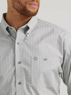 Wrangler Shirts Wrangler Men's George Strait Grey Hatches Long Sleeve Button Down Shirt 112344887