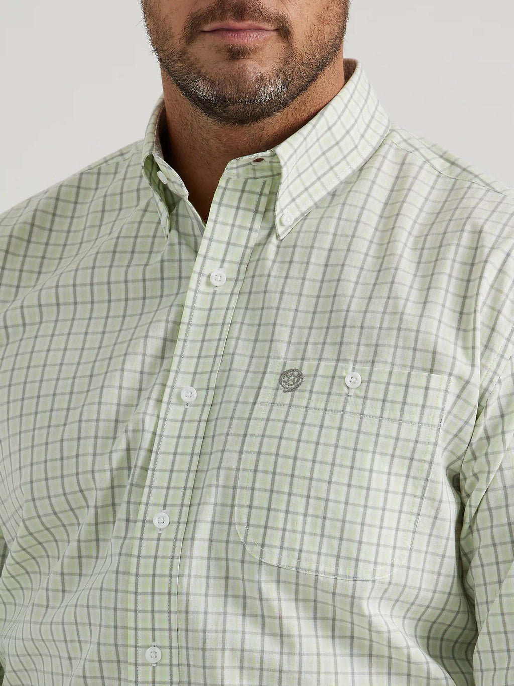 Wrangler Shirts Wrangler Men's George Strait Kelly Plaid Long Sleeve Button Down Shirt 112344885