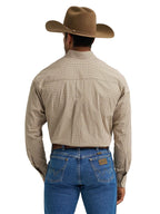 WRANGLER Shirts Wrangler Men's George Strait Olive Microcheck Button Down Western Shirt 112368228