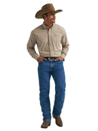 WRANGLER Shirts Wrangler Men's George Strait Olive Microcheck Button Down Western Shirt 112368228