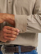 WRANGLER Shirts Wrangler Men's George Strait Olive Microcheck Button Down Western Shirt 112368228