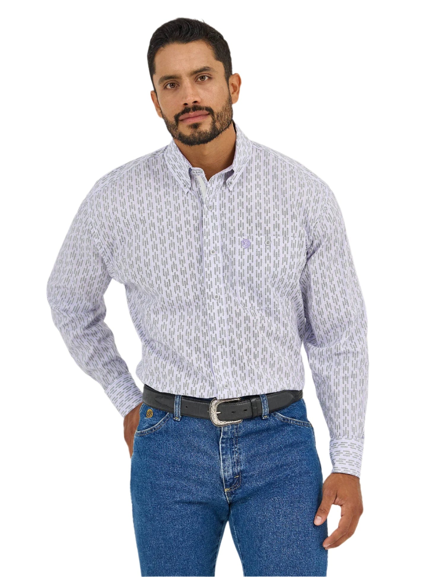 WRANGLER Shirts Wrangler Men's George Strait Purple Long Sleeve Button Down Western Shirt 112365400