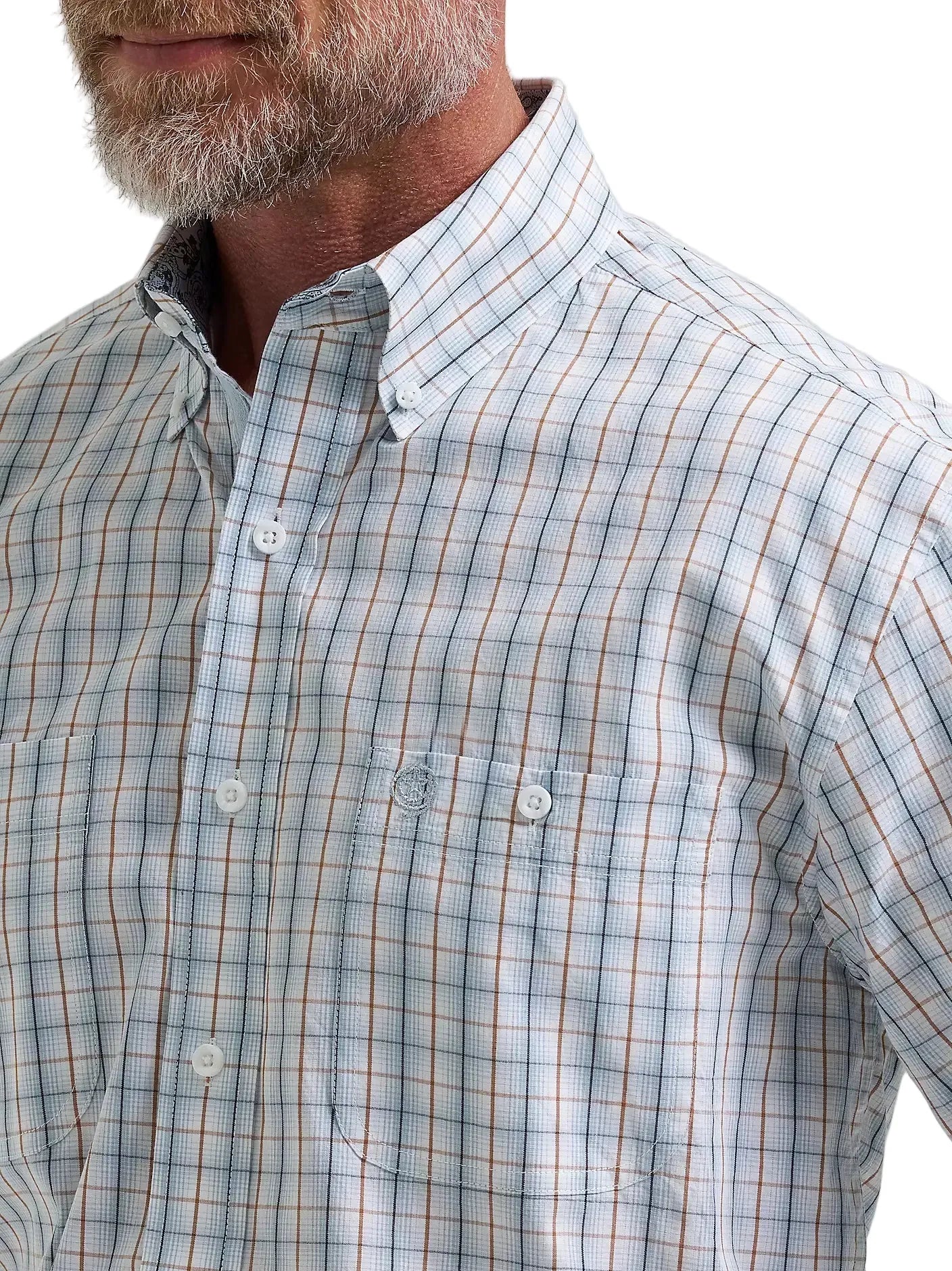WRANGLER Shirts Wrangler Men's George Strait Steely Blue Check Long Sleeve Button Down Shirt 112381958