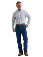 WRANGLER Shirts Wrangler Men's George Strait Steely Blue Check Long Sleeve Button Down Shirt 112381958