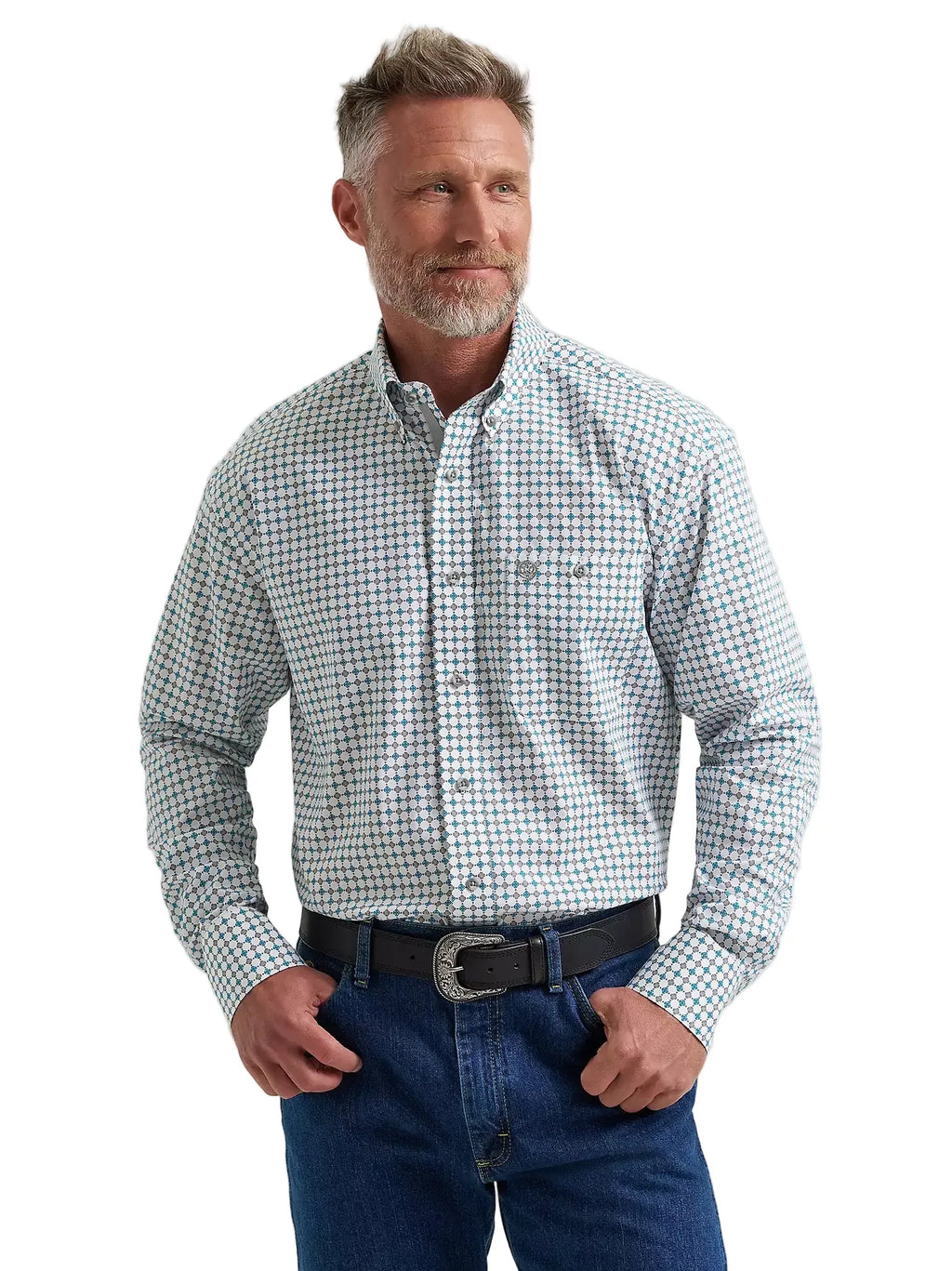 WRANGLER Shirts Wrangler Men's Harbor Teal George Strait Button Down Shirt 112381967