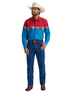WRANGLER Shirts Wrangler Men's Horizontal Print Checotah Pearl Snap Western Shirt  112379226