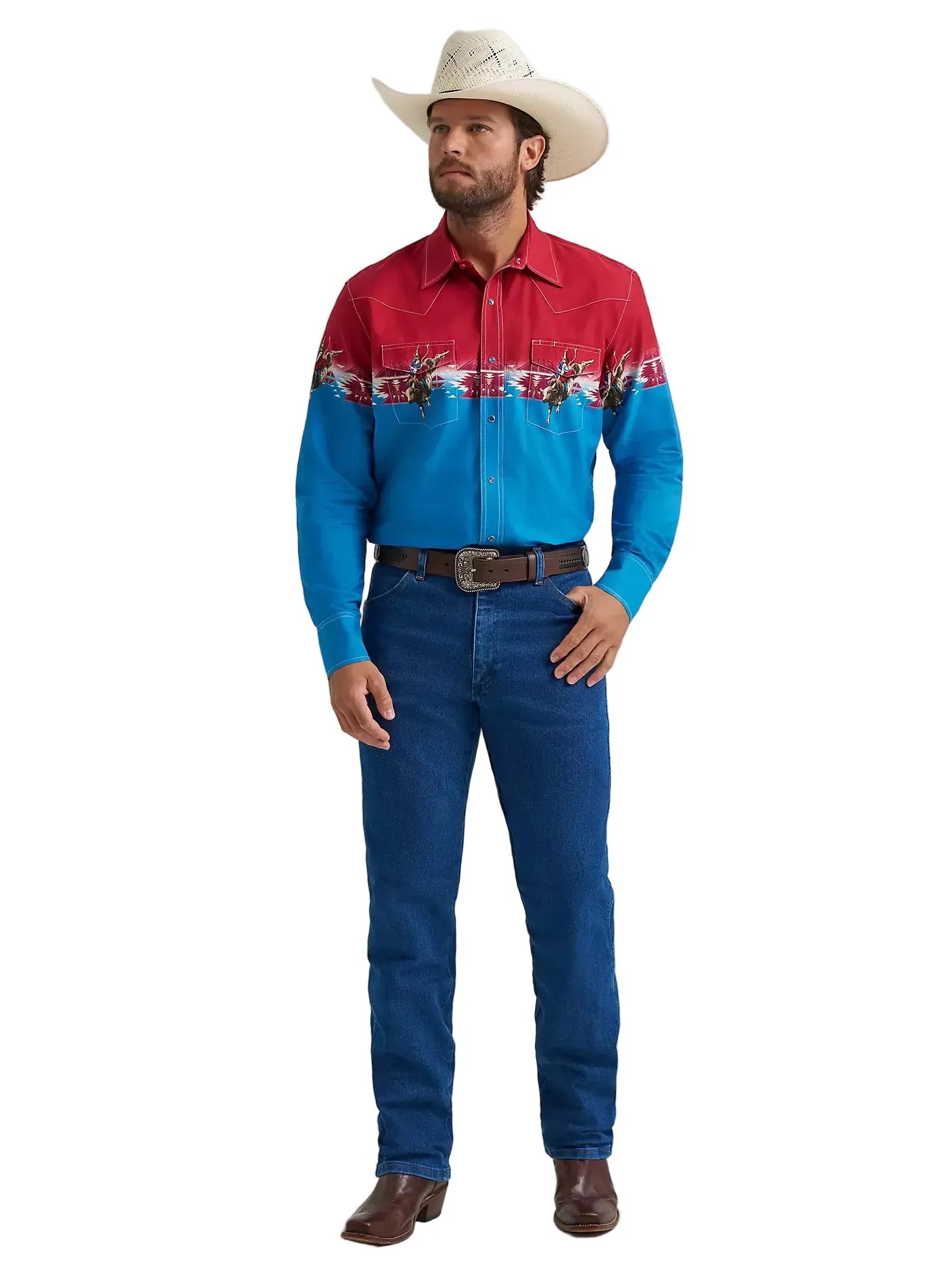 WRANGLER Shirts Wrangler Men's Horizontal Print Checotah Pearl Snap Western Shirt  112379226