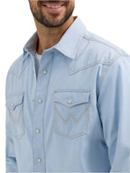 WRANGLER Shirts Wrangler Men's Ice Blue Retro Premium Western Snap Shirt 112365625