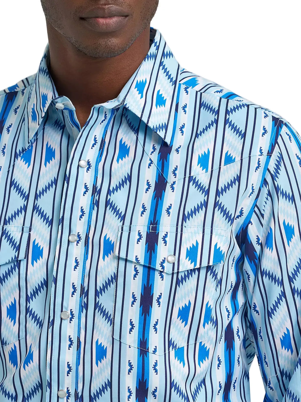 WRANGLER Shirts Wrangler Men's Icy Blue Checotah Pearl Snap Western Shirt 112379225