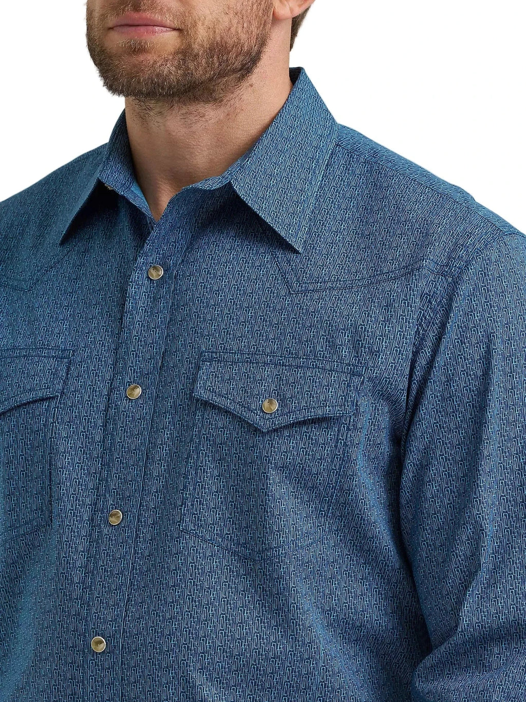 WRANGLER Shirts Wrangler Men's Jean Blue Advanced Comfort Button Down Western Shirt 112369482
