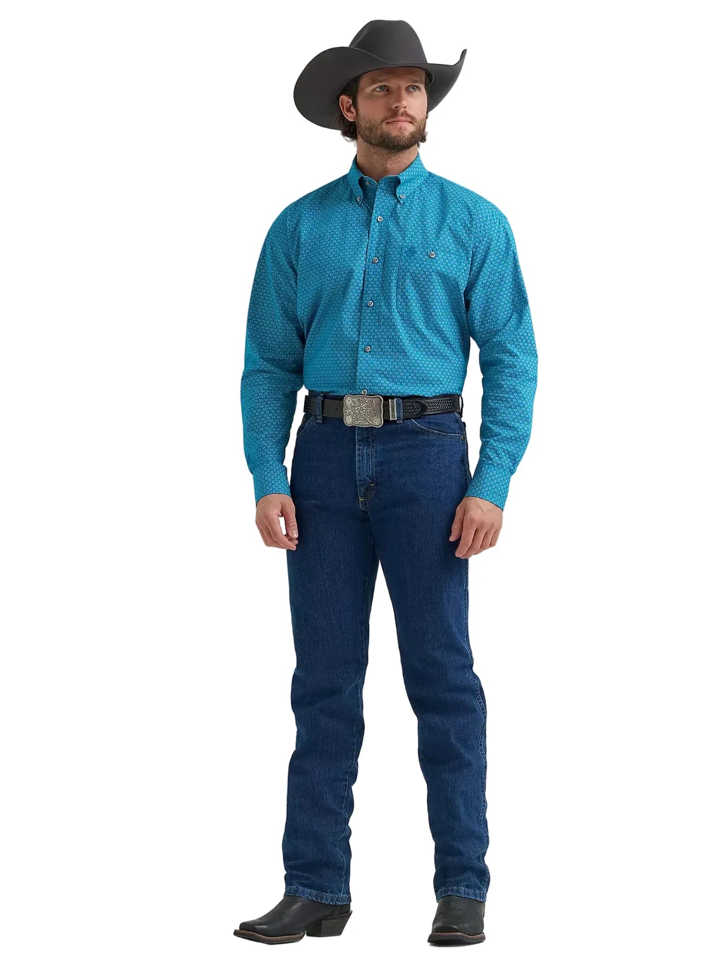 WRANGLER Shirts Wrangler Men's Jeweled Teal George Strait Button Down Shirt 112381971