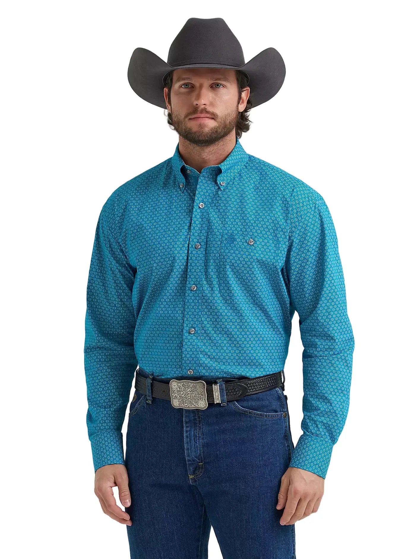 george dress shirts Men's Slim Fit Shirt, Size: XL, White Its a smart wardrobe basic thats comfortable for meetings or an out Wrangler Men's Jeweled Teal George