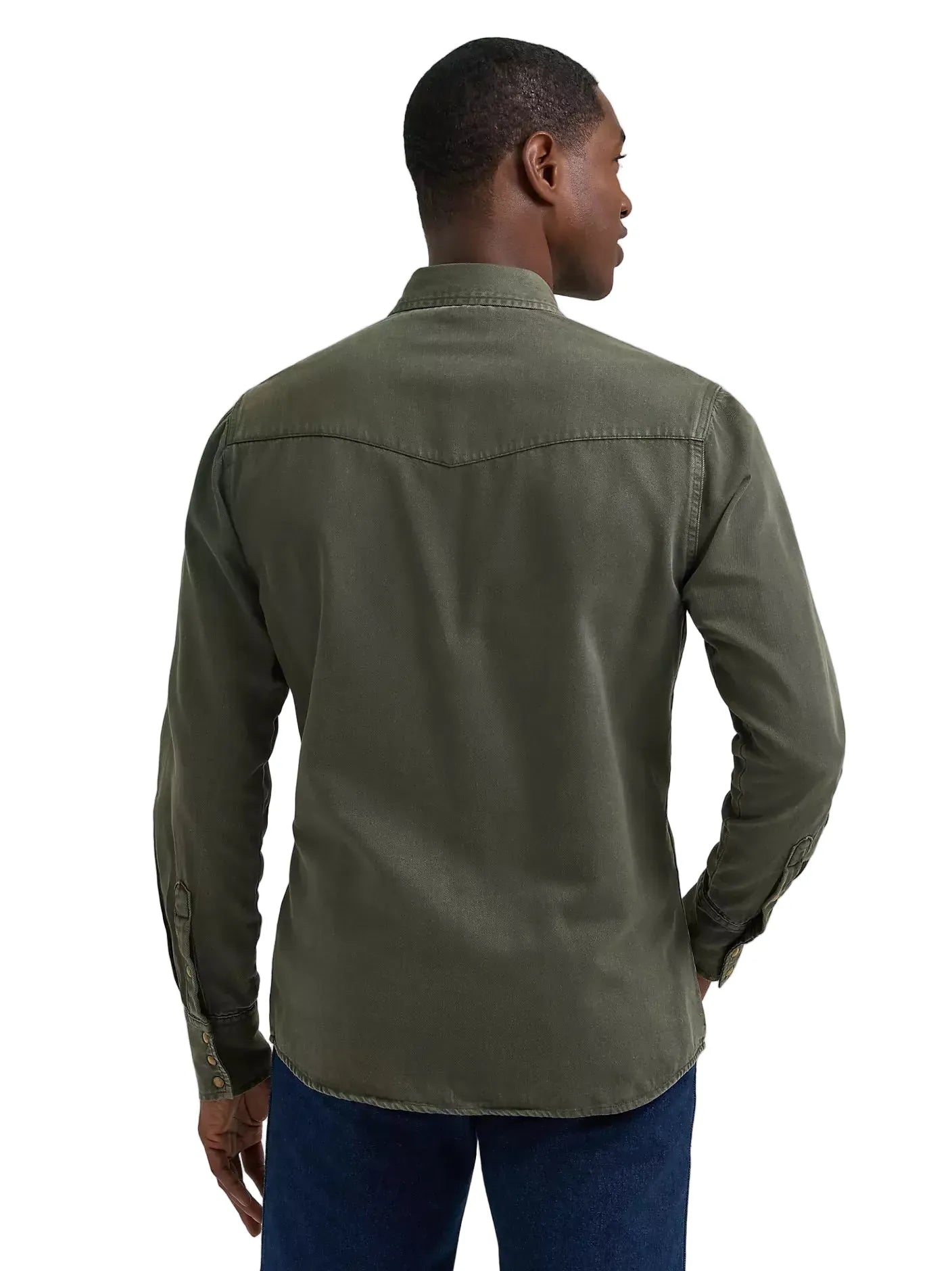 WRANGLER Shirts Wrangler Men's Olive Denim Colorwash Western Snap Shirt 112381633