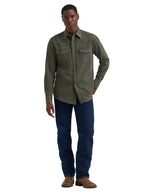 WRANGLER Shirts Wrangler Men's Olive Denim Colorwash Western Snap Shirt 112381633
