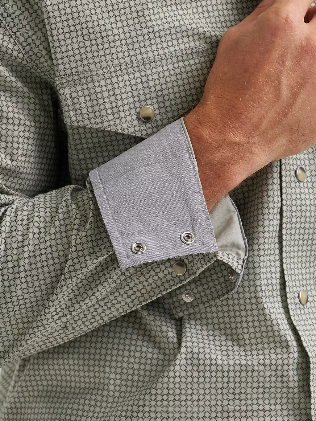 WRANGLER Shirts Wrangler Men's Olive Mini 20X Competition Advanced Comfort Western Snap Shirt 112374297