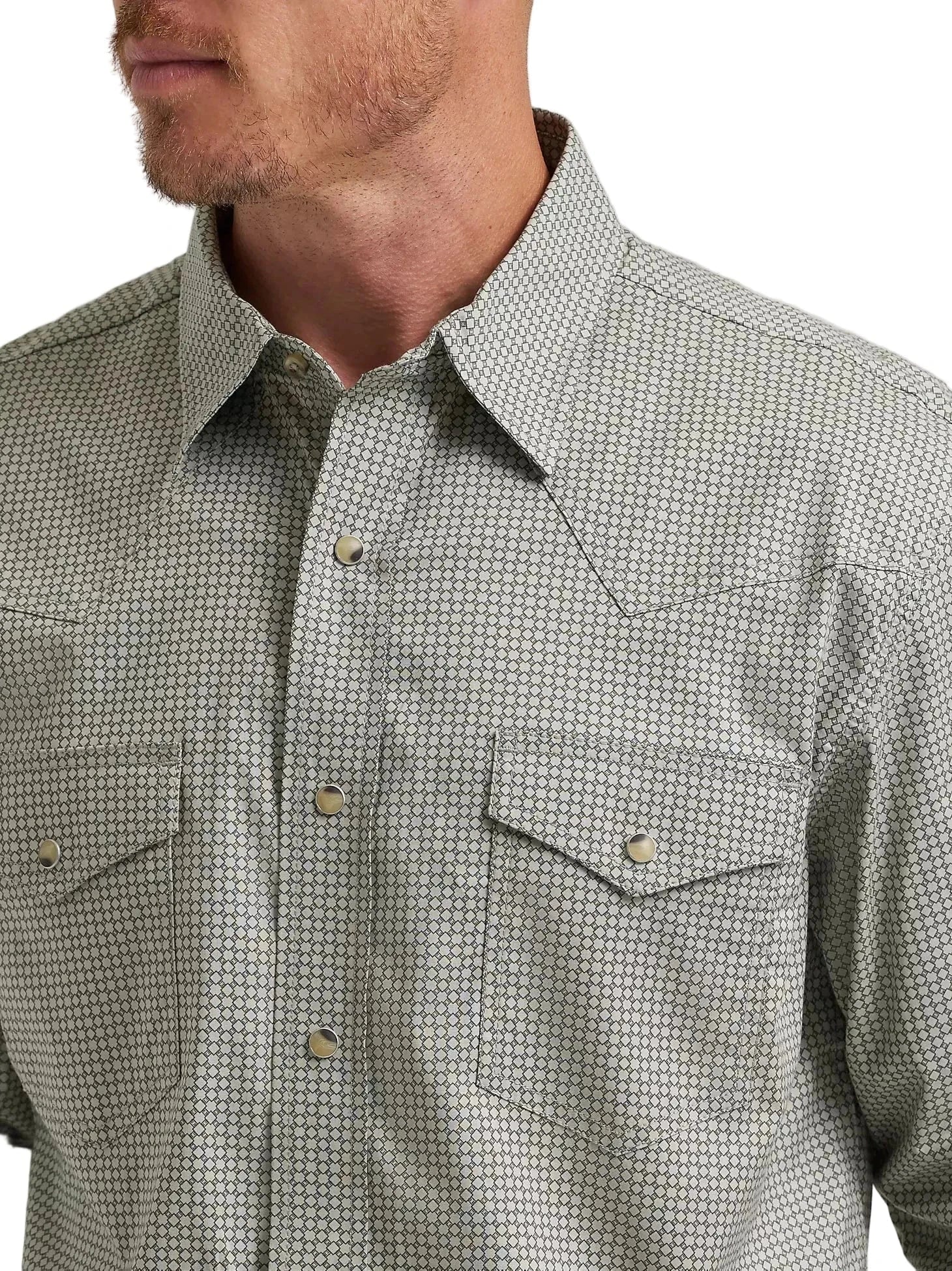 WRANGLER Shirts Wrangler Men's Olive Mini 20X Competition Advanced Comfort Western Snap Shirt 112374297