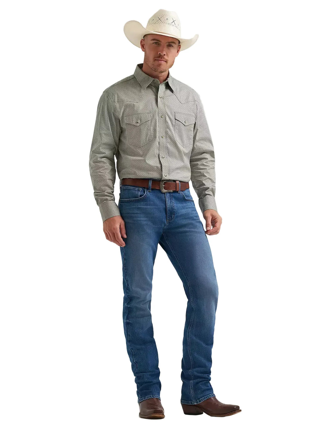 WRANGLER Shirts Wrangler Men's Olive Mini 20X Competition Advanced Comfort Western Snap Shirt 112374297