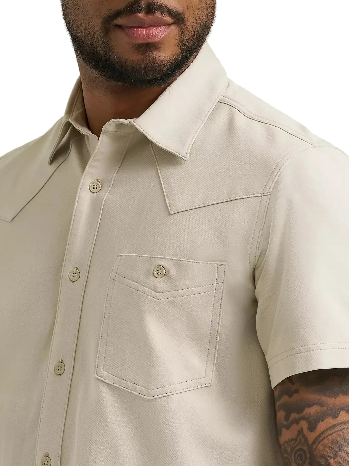 WRANGLER Shirts Wrangler Men's Pelican Off White All Terrain Performance Knit Shirt 112375184