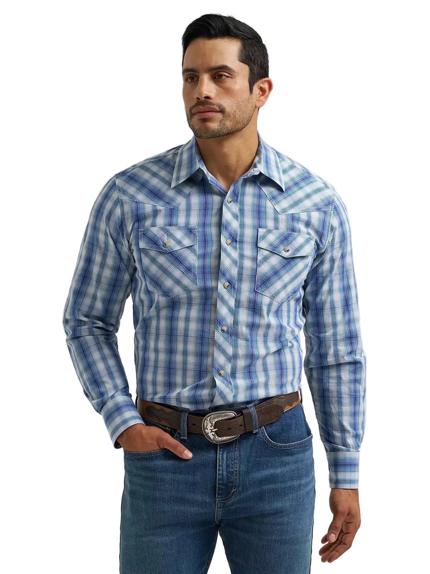WRANGLER Shirts Wrangler Men's Pigment Plaid Western Snap Shirt 112381475