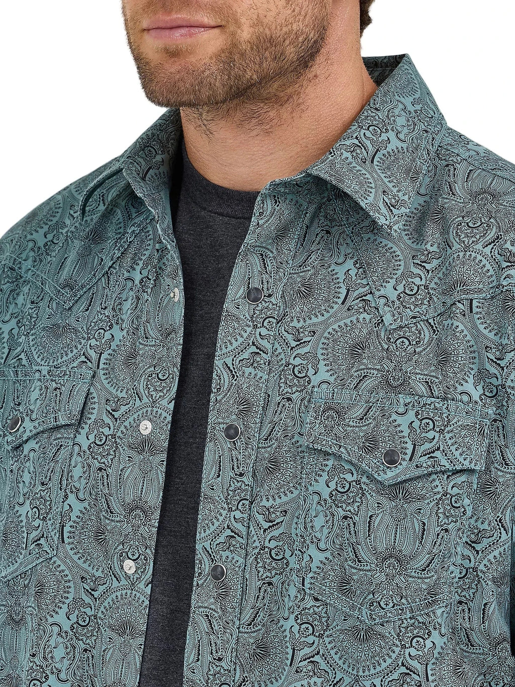 WRANGLER Shirts Wrangler Men's Pine Paisley Premium Retro Long Sleeve Western Shirt 112368221